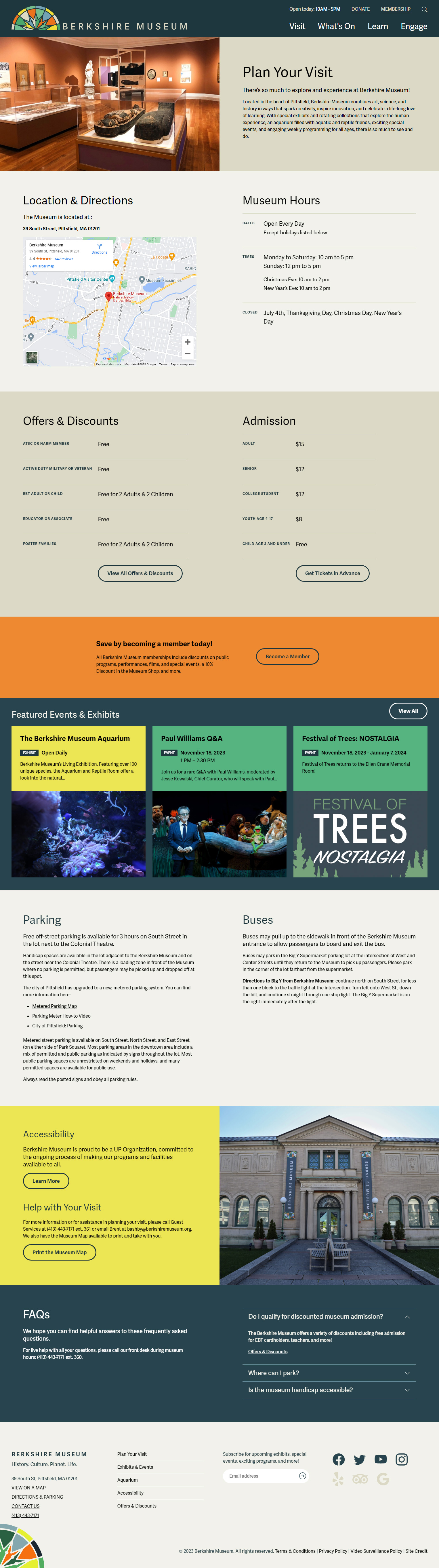 The completed website for Berkshire Museum